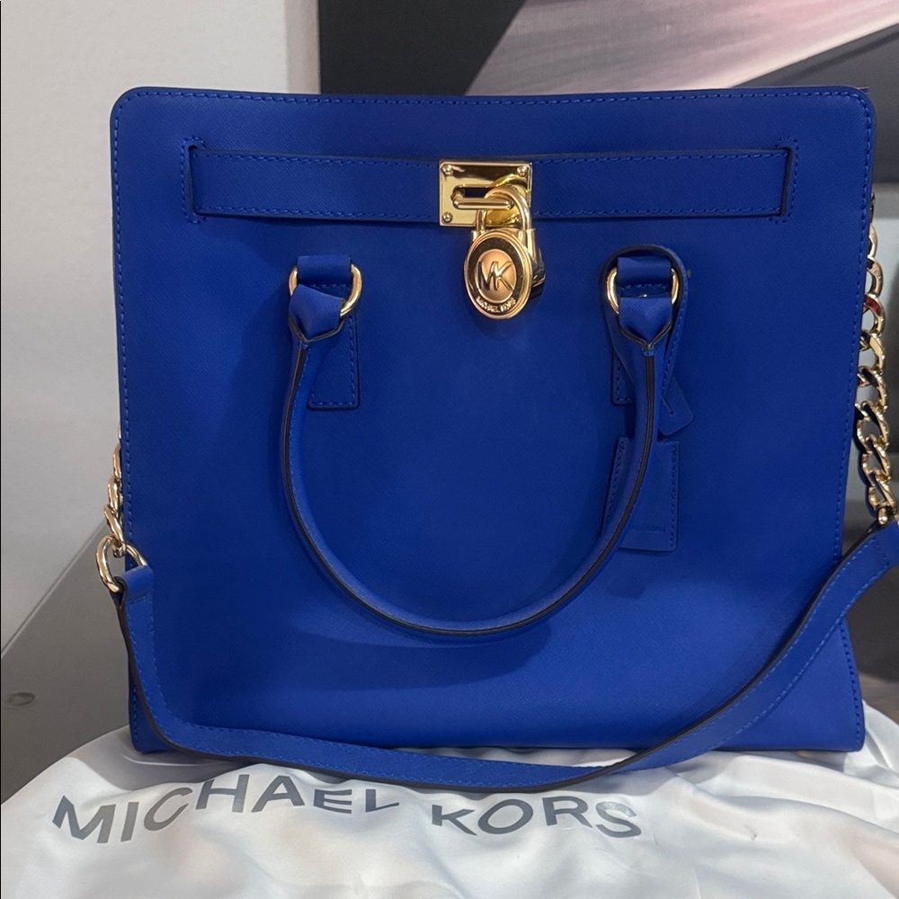 Michael Kors Royal Blue Satchel with Gold Accents